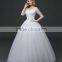 MGOO Beaded Embroidery Wrap Chest Cream Crepe Empire Vintage Wedding Dress Formal Dress With Half Sleeve