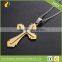 Double Cross with Gold Gothic Top Cross Stainless Steel Pendant