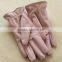 Women's autumn and winter thermal Baby Pink leather Fox fur Pompom gloves