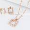 Luxury Square Jewelry Sets white golden zircon top quality Engagement Necklace Earring silver bridal jewelry sets