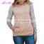 Factory Price pink plum velvet latest design crewneck sweatshirt with pockets
