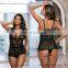 2017 Beautys love sexy hot woman black lace Transparent Babydoll sleepwear sexy Lingerie