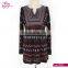 Spandex ethnic digital printing burgundy gypsy design ropa mujer tunic for old ladies