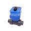 2way DN50 DN32 DN25 UPVC double union thread DC5V DC12V DC24V CR04 normally close motorized PVC plastic ball valve