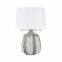 Factory manufacture living room ceramic table lamp embossed design white desk lamp for bedside decor