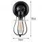 Tonghua Vintage Iron Cage Edison Filament Bulb Wall Lamp E26 E27 Lamp Holder Black Home Decor Light