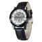 SEWOR 614 Men Classic Wrist Leather Band Watch Skeleton Hand Winding Mechanical Casual Man Watches