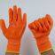 Orange Polyester Thread Knitted PVC Full Hand Coated Water-proof Safety Work Gloves