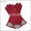 Lady's red spandex velvet warm gloves with supersoft polyester lining