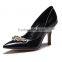 New Arrival High Quality High Heel Lady Footwear, Genunie Leather Shoes Real Leather Heels for Woman, Slip On Women Heels Patent
