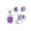 Europe and America Style Amethyst Zirconia Heart Jewelry Set