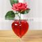 Glass Vase in Red Heart Head Clear Stem Valentine's Day as Gift