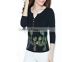 Spring new funnel collar national big yards embroidered cotton T-shirt of wholesale women's cotton v-neck t shirt