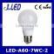 7w indoor glass body led lamp a60 light bulb