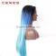 Synthetic Hair Black Root Blue Ombre Straight Lace Front Wig Hair Wigs