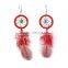 Pair of Organic Hand Makeing 5 Color Dreamcatcher with Vine CircleDiameter 1.2" and 1 Pearl wool Tail Earring                        
                                                Quality Choice