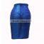 Blue Foil Print Fashion Women Pencil Skirt