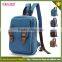 Personality soft canvas leather backpack schoolbag men and women chest bag