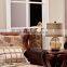 India style polyresin base gold mercury glass lamps with bell shape and waisted round fabric shade for home decor