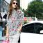 Wholesale Summer Fashion Smocked Neckline Women Tops Stripe Cartoon Printing Blouse Short Sleeve Blouses 2016 New Designs