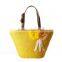 Fancy lady summer straw beach bag with flower,lady straw bag