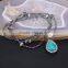 Waterdrop Amazon Pendant Jewelry Necklace, Pave Crystal Beads Hematite Druzy Necklace