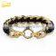 fashion gold skull bracelets stainless steel men leather wristband
