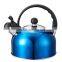 As seen on tv 2.5L stainless steel whistling tea kettle in transparent blue color coating
