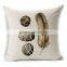 Linen square throw pillows case with plume printed STPC038