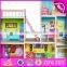 2017 Best gift set luxurious wooden kids doll house with furniture W06A246