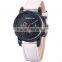 engraved logo quartz stainless steel back leather strap men's vogue business watch