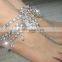 PAYAL Anklets pair CRYSTAL SILVER TONE WITH TOE RING , BAREFOOT SANDAL
