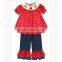 2017 wholesale Halloween and Christmas floral ruffle somcked kids clothing baby girls clothes set