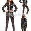 walson clothes apparel Clothes Sey Lycra spande zentai costume catsuit metallic Black front zip S-L