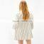 Long flowing jacket with rolled up sleeves striped blazer coat womens
