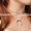 Fashion Summer Jewelry Beads Double Layers Necklaces Moon Pendant Necklace