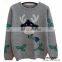 100% Cotton Royal Blue Reindeer Leaf Print Christmas Jumper