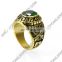 U.S.A army militry stainless steel gold plated marquise cut emerald ring