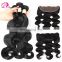 Wholesale Virgin Brazilian Sew In Human Hair Extensions body wave human hair lace frontal with bundles
