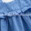 plain blue Hollow out style top with a short 2pcs girls suit wholesale price