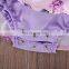 Cute Baby Girl Romper Summer Lace Floral Ruffle Purple Legend Newborn Baby Party Dress Romper