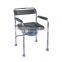 Height adjustable bathroom steel frame toilet seat commode wheel chair