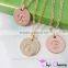 2016 New product custom Engraved round Initial letter disc Pendant Necklace