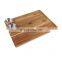Large Wood Cutting Board for Kitchen with Juice Groove and stainless steel bowls
