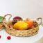 2PC Water Hyacinth basket Boho woven round serving tray Wicker basket set