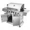 Household Commercial Outdoor Family Day Use 6 Burner+1 Side Burner Gas Grill with Cabinets Wheels Stainless Steel Gas BBQ Grill