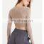 Latest Hot Sale Mesh Patchwork Long Sleeve Sports Yoga Shirt Breathable Gym Yoga Pullover T-Shirt Women Active Wear Clothes