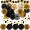 Rainbow Hanging Paper Fans Set Pom Poms Banners for Birthday Fiesta Wedding with Paper Fan