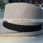 Fashion cheap wholesale striped cloth fedora hat with grosgrain ribbon band
