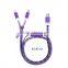 Colorful High Speed Flat Zipper 2 in 1 Data Micro USB Cable
